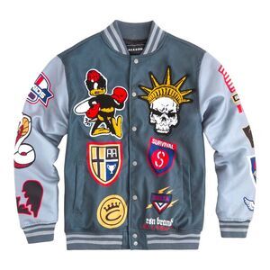 Reason Clothing Varsity Jacket Fearless Mens Blue RER5-005